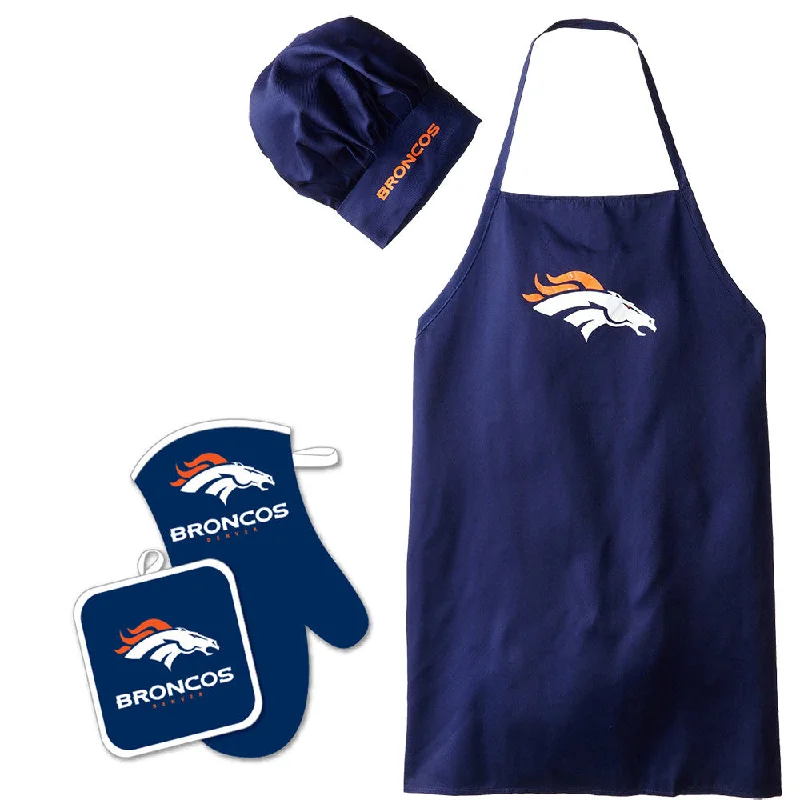 Quick-dry hiking scarf-Denver Broncos NFL Barbeque Apron, Chef's Hat and Pot Holder Deluxe Set