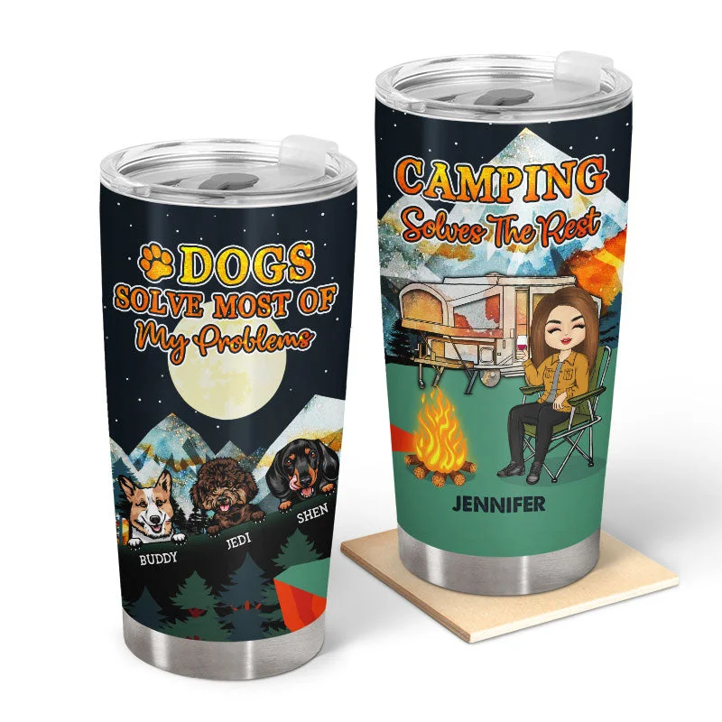 Portable camp tea kettle-Dogs Solve Most Of My Problems Camping - Gift For Dog Lovers - Personalized Custom Tumbler