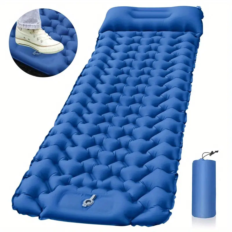 Rechargeable camp beam-Camping Sleeping Pad with Built-in Inflator Pump BLUE