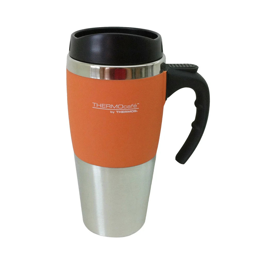 Solar-powered tent fan-Kitchen Thermos Travel Mug Soft Feel Outer Orange 450ml