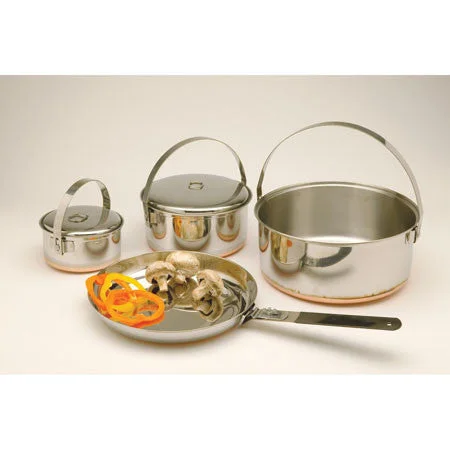 Portable camping percolator-Family Stainless Steel Camping Cook Set