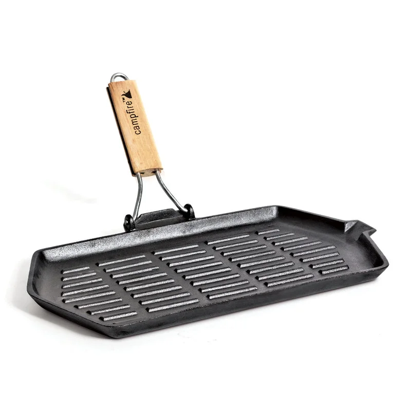 Collapsible camp roasting fork-Folding Frying Grill Pan - Rectangular