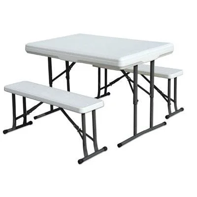 Non-stick camp wok-Folding Tbl w Bench Seats Wht