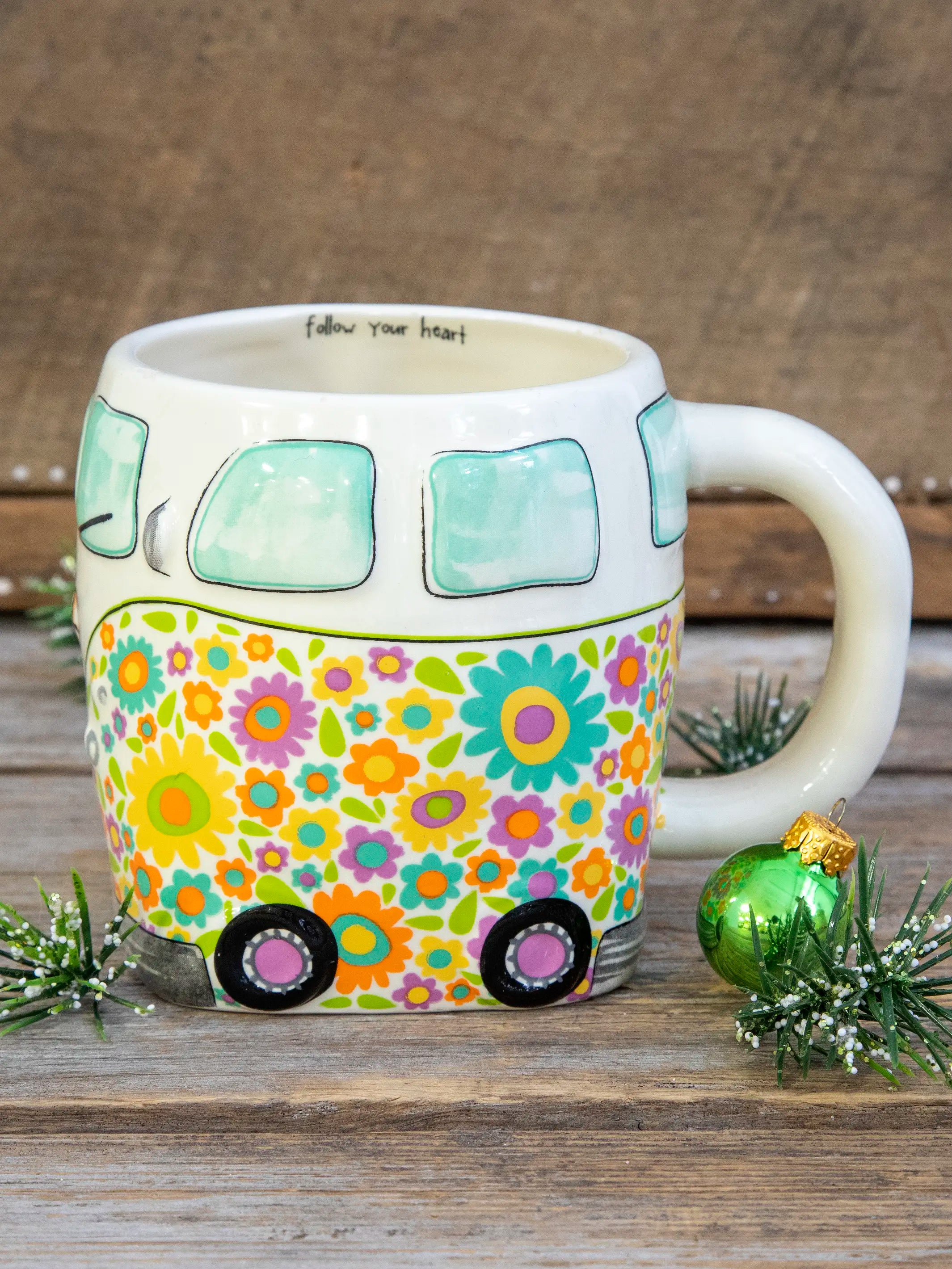 Anti-slip camp mat-Folk Art Coffee Mug - Daisy The Van