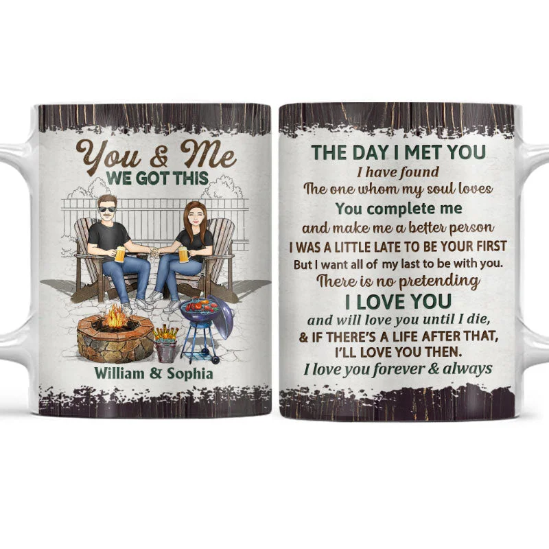 Lightweight rainfly cover-Grilling Family Couple The Day I Met You - Couple Gift - Personalized Custom White Edge-to-Edge Mug