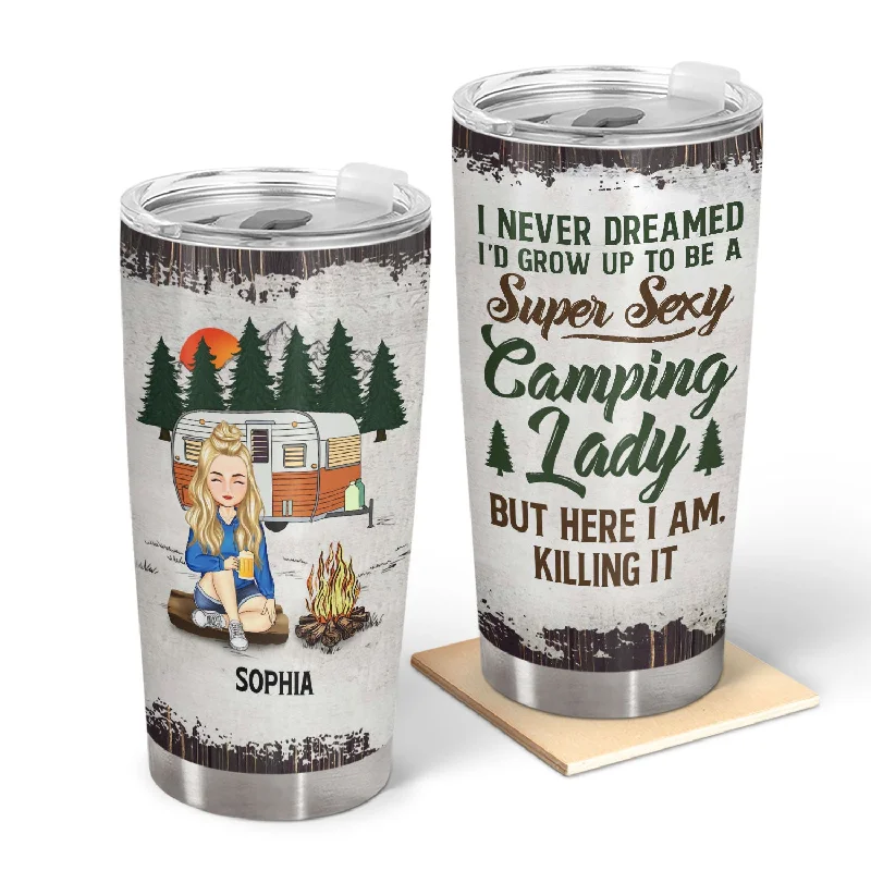 Quick-dry camp towel-Grow Up To Be A Super Sexy Camping Lady - Gift For Camping Lovers - Personalized Custom Tumbler