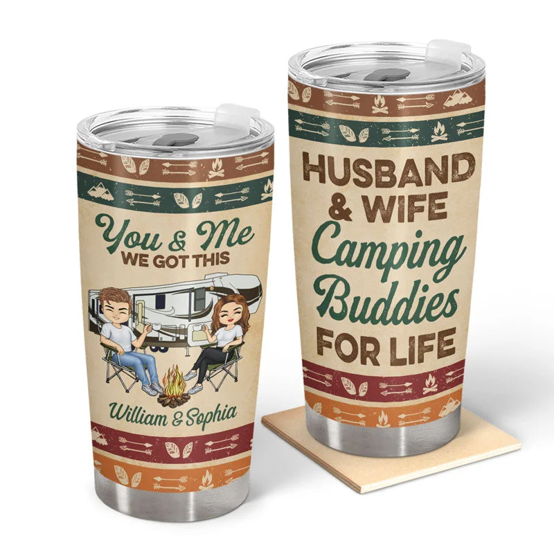 Non-stick frying skillet-Husband And Wife Camping Buddies For Life Vintage - Couple Gift - Personalized Custom Tumbler