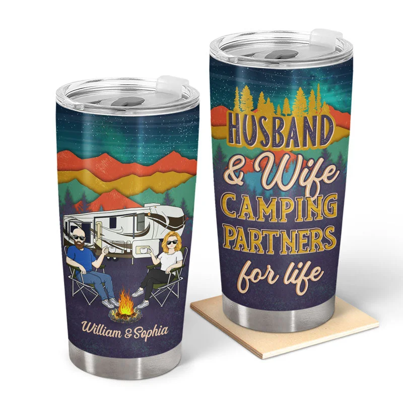 Lightweight tarp shelter-Husband And Wife Camping Partners For Life Mountain - Gift For Couples - Personalized Custom Tumbler