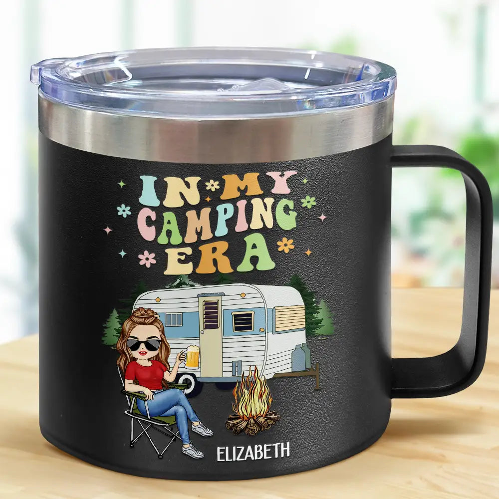 Compact survival kit-In My Camping Era - Personalized 14oz Stainless Steel Tumbler With Handle