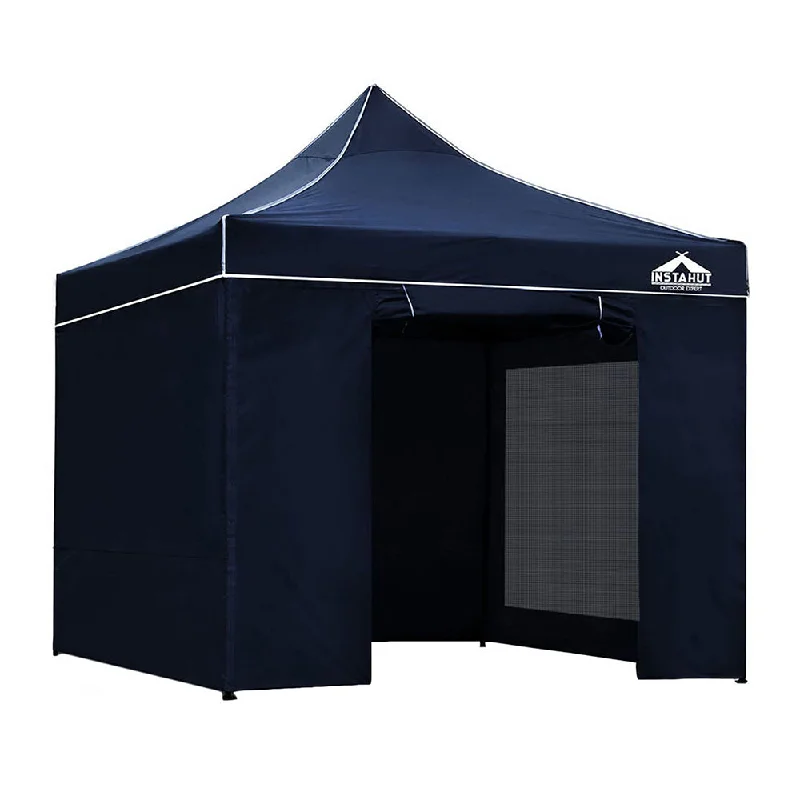 Lightweight aluminum cook pot-Instahut Gazebo Pop Up Marquee 3x3 Folding Tent Gazebos Camping 500D Oxford Navy