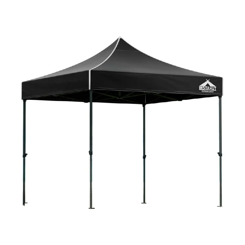 Foldable camping stool-Instahut Gazebo Pop Up Marquee 3x3m Outdoor Tent Folding Wedding Gazebos Black