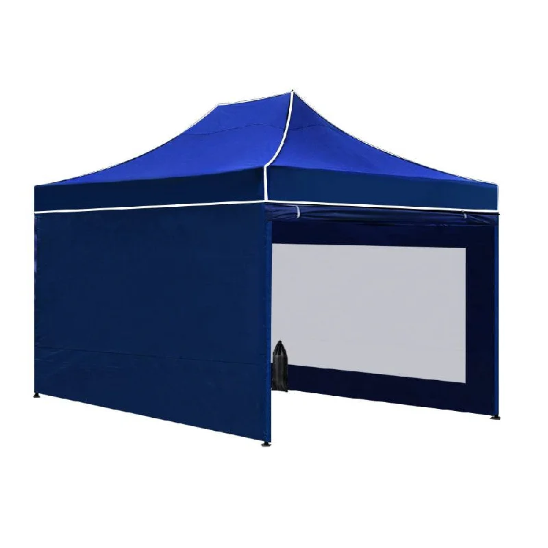 Adjustable trekking poles-Instahut Gazebo Pop Up Marquee 3x4.5 Folding Wedding Tent Gazebos Shade Blue