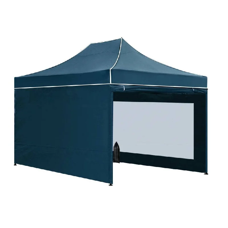 Quick-dry microfiber towel-Instahut Gazebo Pop Up Marquee 3x4.5 Folding Wedding Tent Gazebos Shade Navy