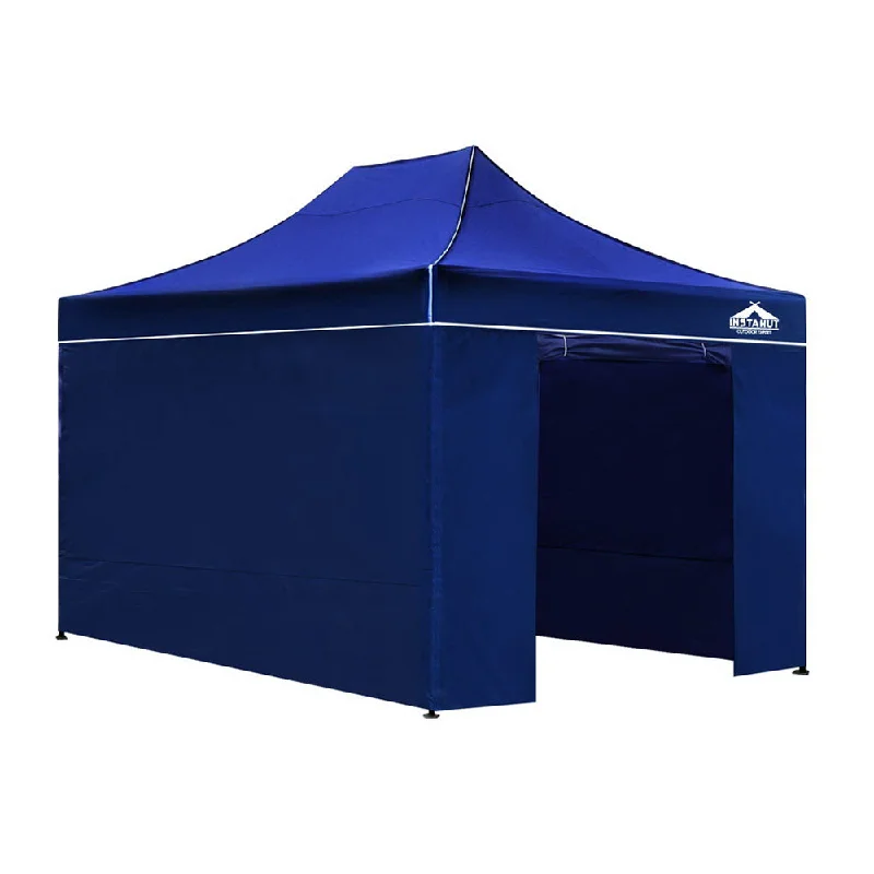 Insulated cooler backpack-Instahut Gazebo Pop Up Marquee 3x4.5m Folding Wedding Tent Gazebos Shade Blue