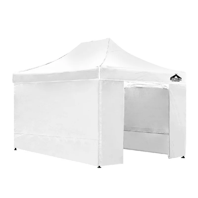 Collapsible camping table-Instahut Gazebo Pop Up Marquee 3x4.5m Folding Wedding Tent Gazebos Shade White