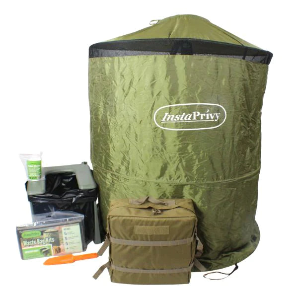 Solar-powered tent charger-InstaPrivy Portable Toilet Kit In A Backpack