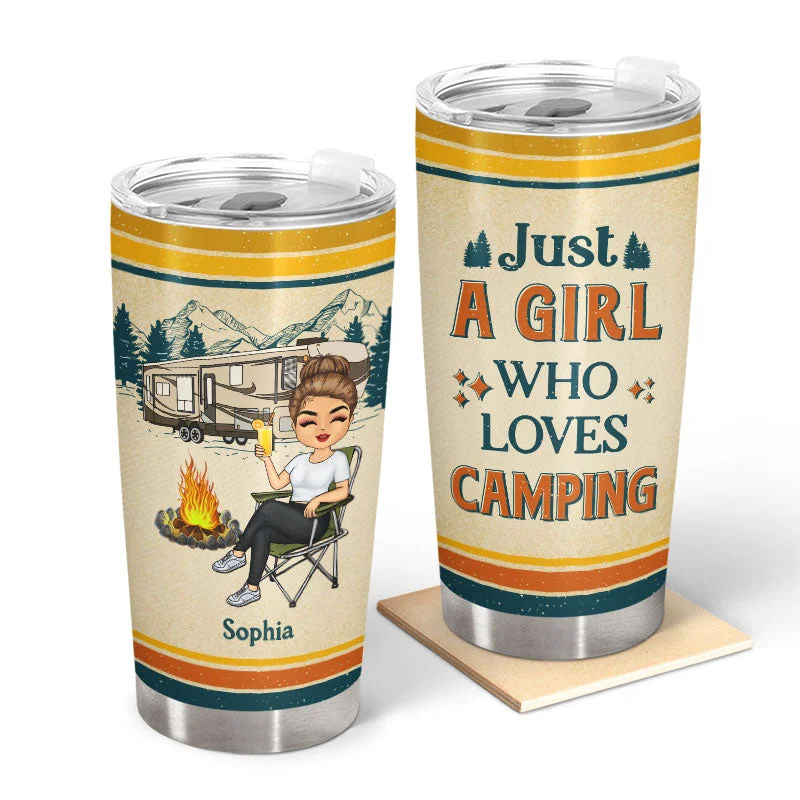 Foldable camp axe-Just A Girl Who Loves Camping - Gift For Camping Lovers - Personalized Custom Tumbler