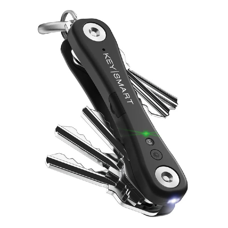 Heavy-duty tent anchors-KeySmart iPro - Rechargeable Compact Trackable Key Holder, with LED Flashlight and Bottle Opener  - Black