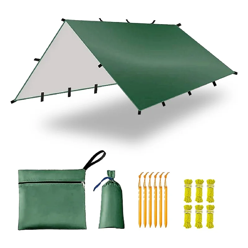 Solar-powered camp radio-KILIROO 3X4m Large Waterproof Camping Tarp Tent (Forest Green)