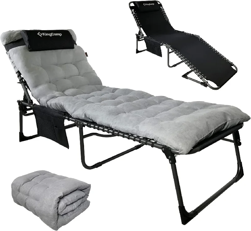 Insulated water bottle holder-KingCamp Folding Chaise Lounge Chairs with Mat