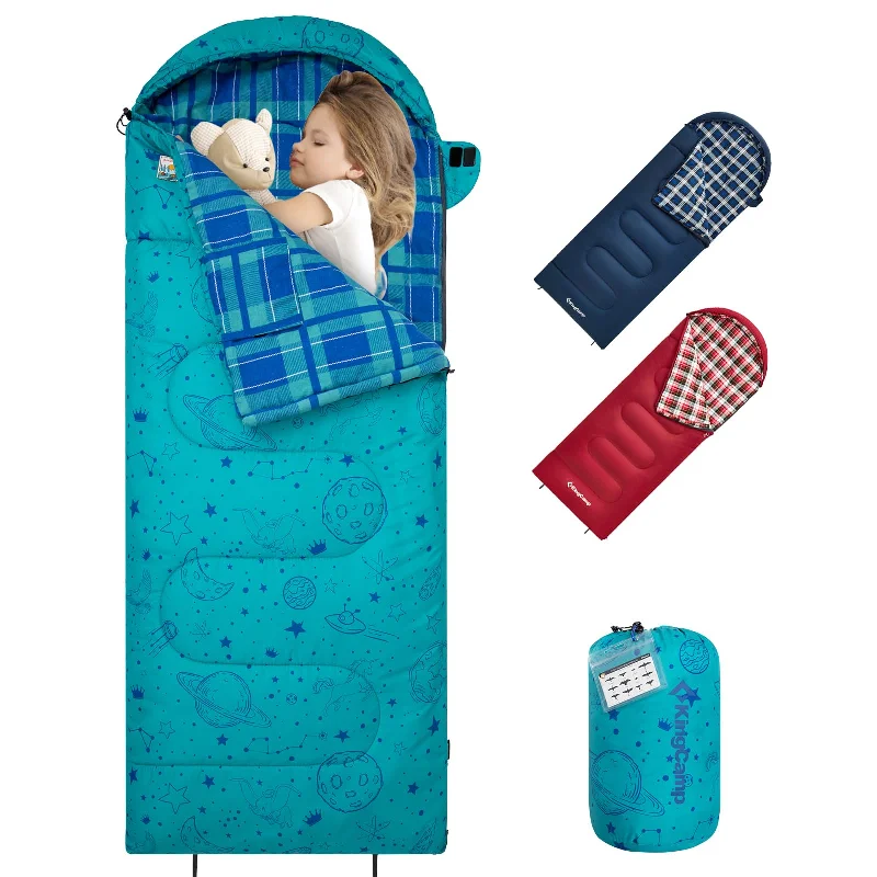 Durable canvas travel pouch-KingCamp Galaxy Zoo C 300 Flannel  Kids' Sleeping Bag | Estimated Arrival after Xmas