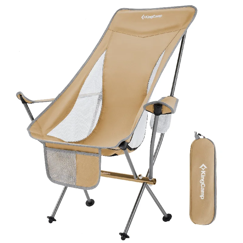 Rechargeable camping light-KingCamp Lightweight Highback Camping Chair - Khaki