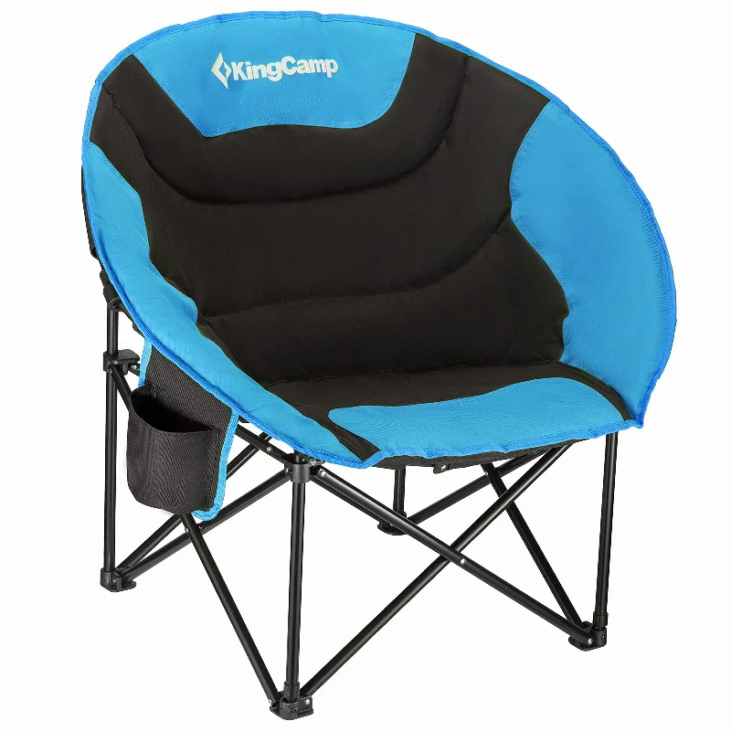 Solar-powered camp radio-KingCamp Moon Camping Chair Oversized Padded Round Saucer Chairs with Cup Holder