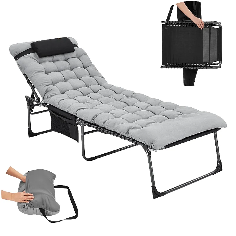 Insulated camp cooler-KingCamp Widen 3-folding Lounge Chair and Cushion Set