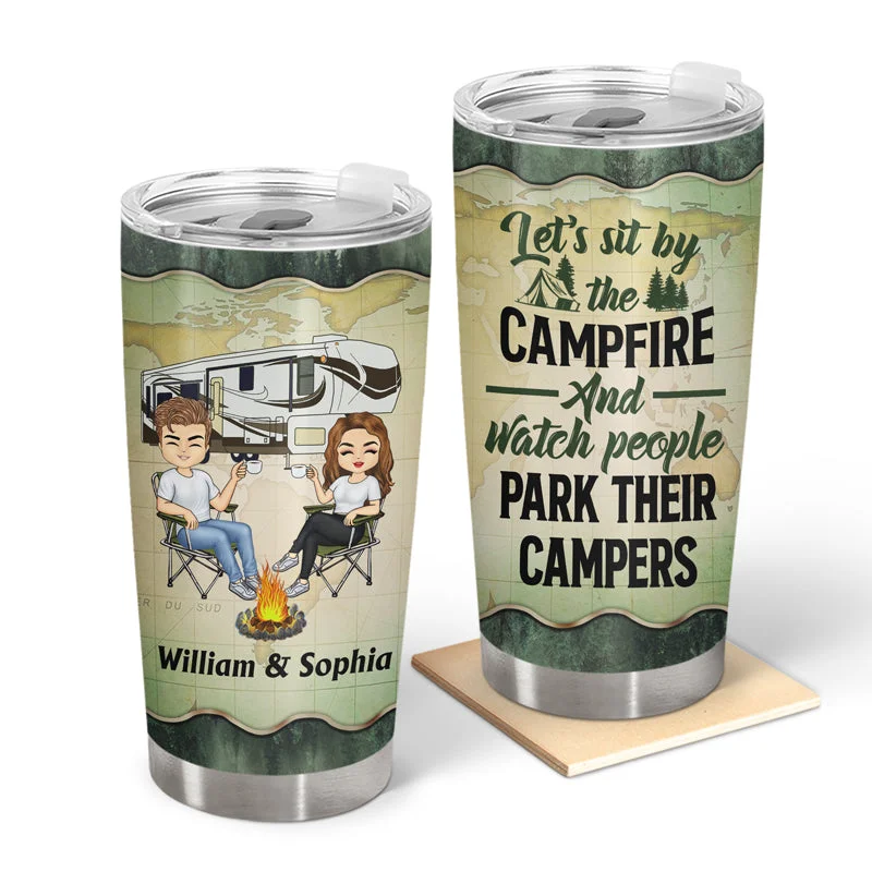 Portable water purifier-Let's Sit By The Campfire Husband Wife Forest Camping - Couple Gift - Personalized Custom Tumbler