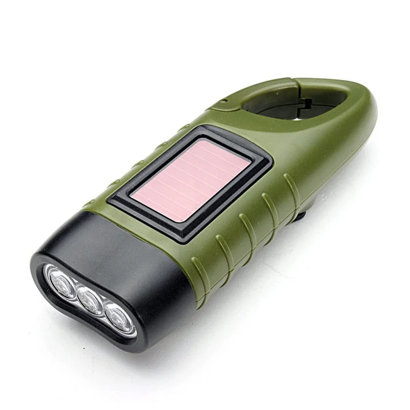 Waterproof sleeping bag-Mini Emergency Hand Crank Dynamo Solar Flashlight Rechargeable LED Light Lamp Charging Powerful Torch For Safety Survival