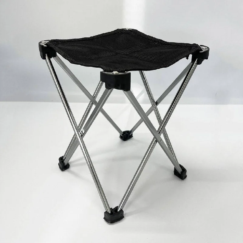 Adjustable camp chair pad-Mini Portable Outdoor Folding Stool Camping Fishing Picnic Chair Seat 80kg Black