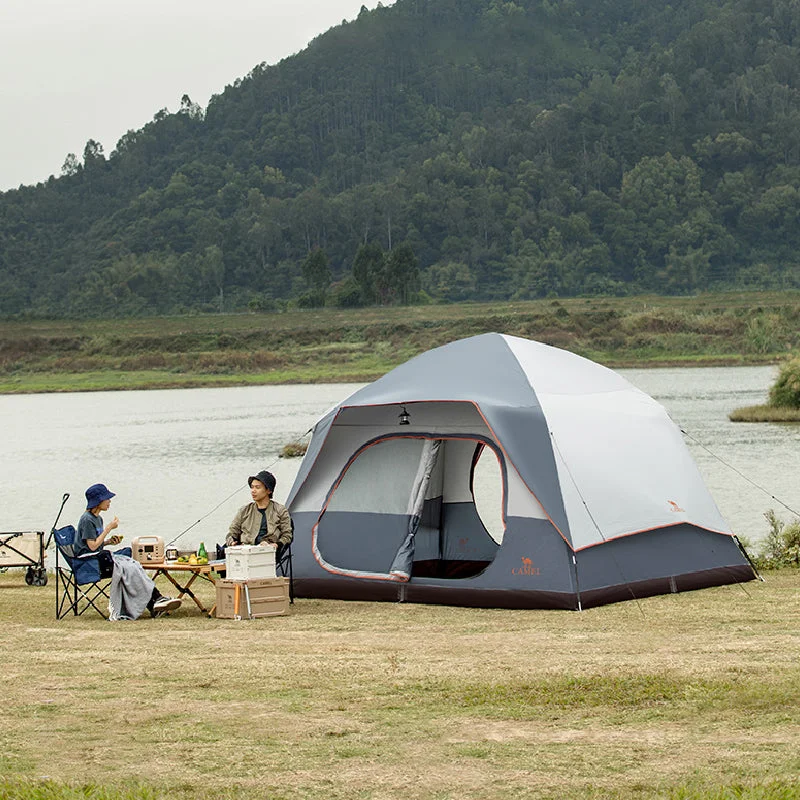 Lightweight tarp canopy-Outdoor Tent Quick Build Glass Pole Waterproof Shading Large Space Rain Camping Travel Tent