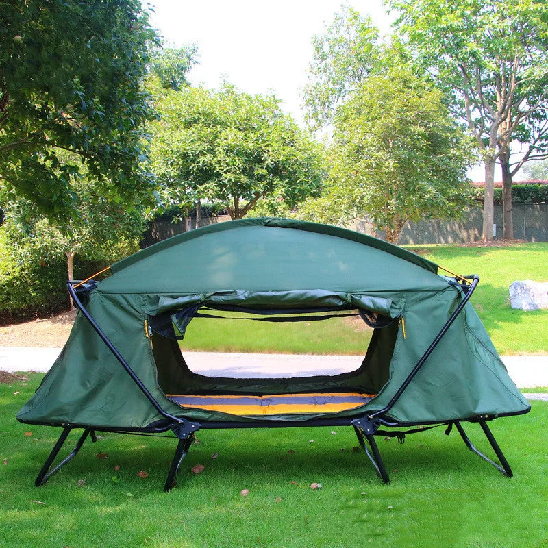 Solar-powered camp spotlight-Outdoor Thickened Oxford Cloth Insulated Off Ground Tent For Two Camping And Fishing Tent