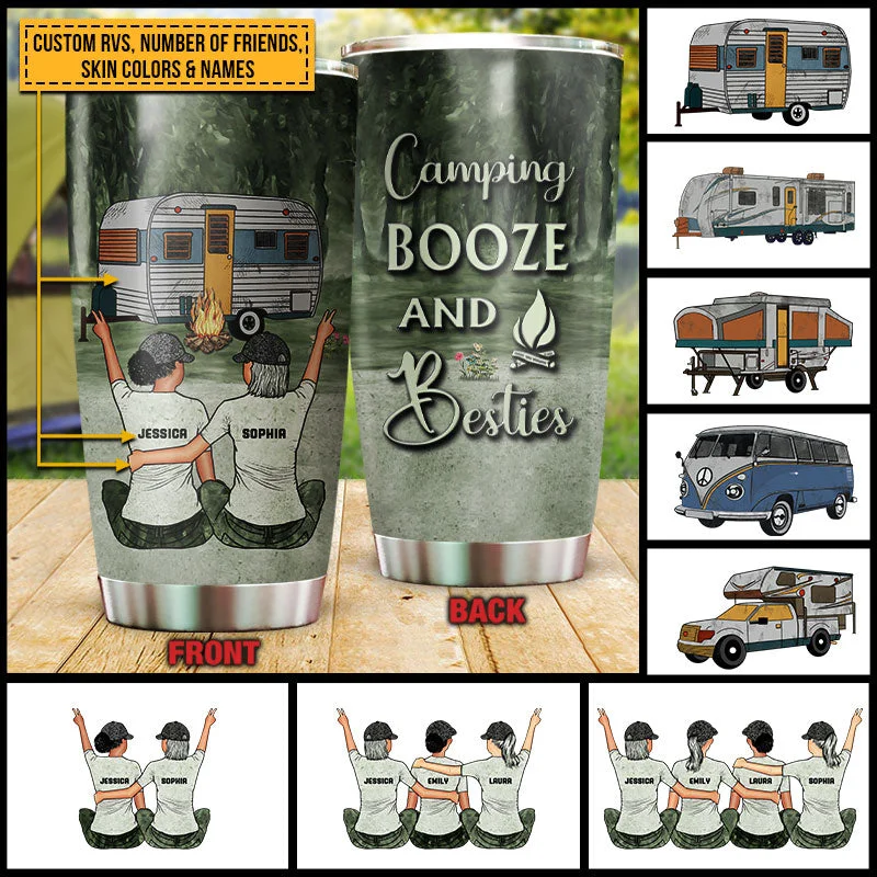 Solar-powered LED strip-Personalized Camping Bestie Camping Booze Besties Custom Tumbler