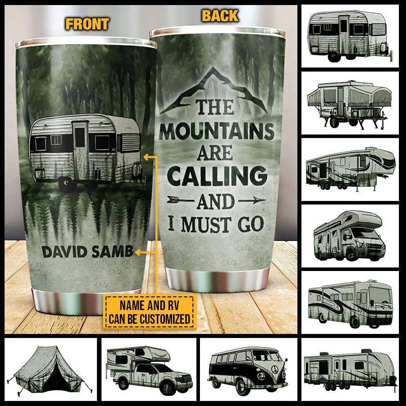 Insulated hydration pack-Personalized Camping Forest The Mountains Are Calling Custom Tumbler