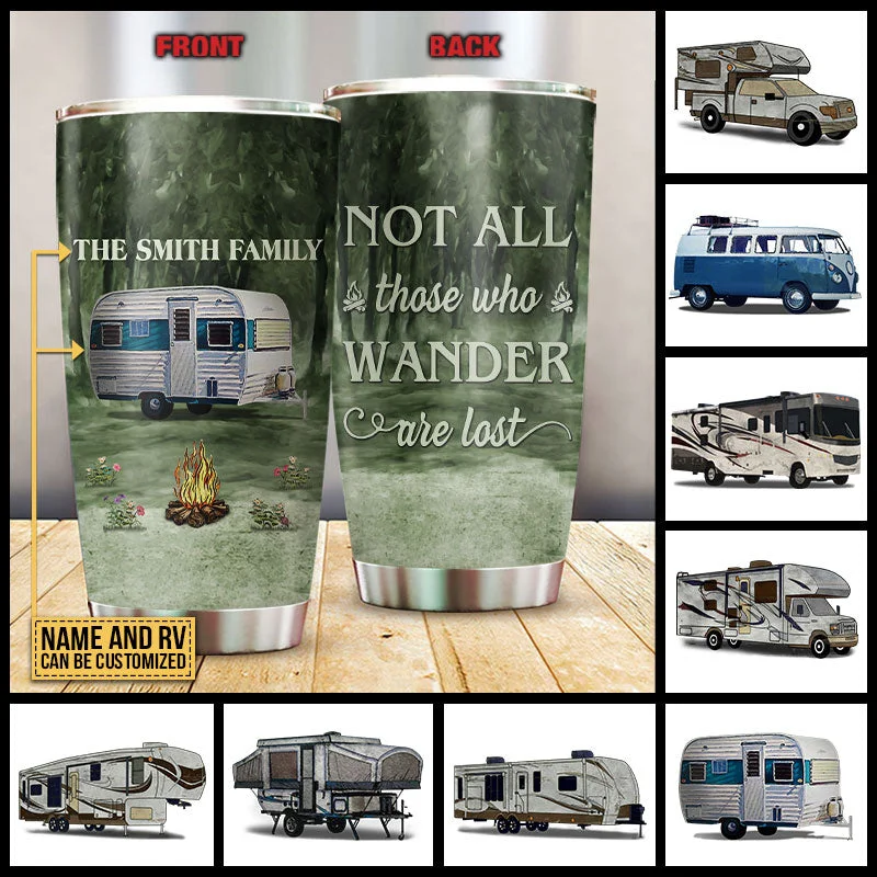 Portable camping kettle-Personalized Camping Who Wander Are Lost Customized Tumbler