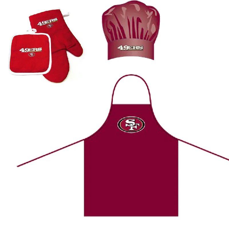 Heavy-duty tent guylines-San Francisco 49ers NFL Barbeque Apron, Chef's Hat and Pot Holder Deluxe Set