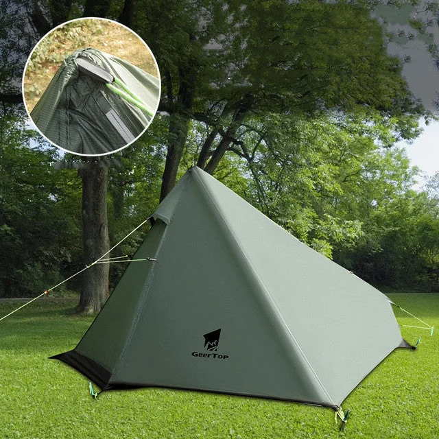 Waterproof hiking pouch-Single Poleless Tent Full Set Right Opening Picnic Camping Tent