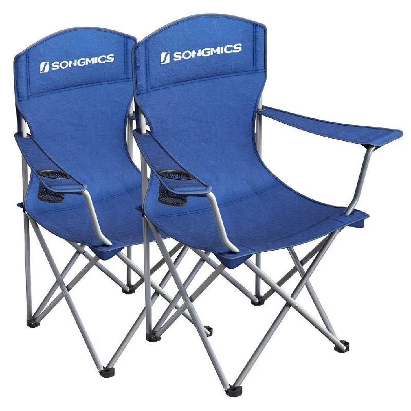 Ultralight tent frame-SONGMICS Set of 2 Folding Camping Outdoor Chairs Blue