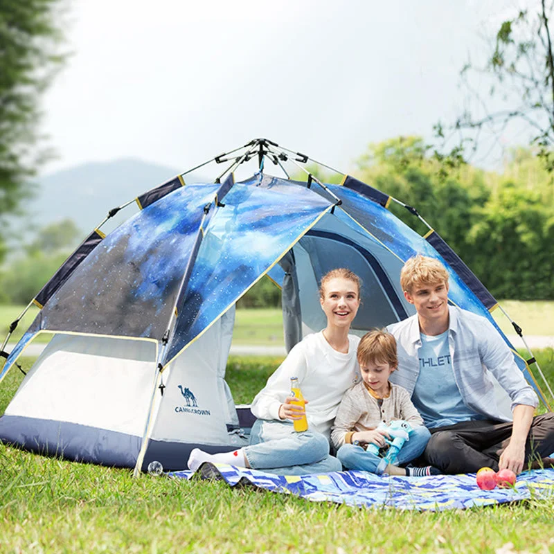 Stainless steel camp tray-Thickened Automatic Folding Picnic Rainproof Beach Camping Equipment