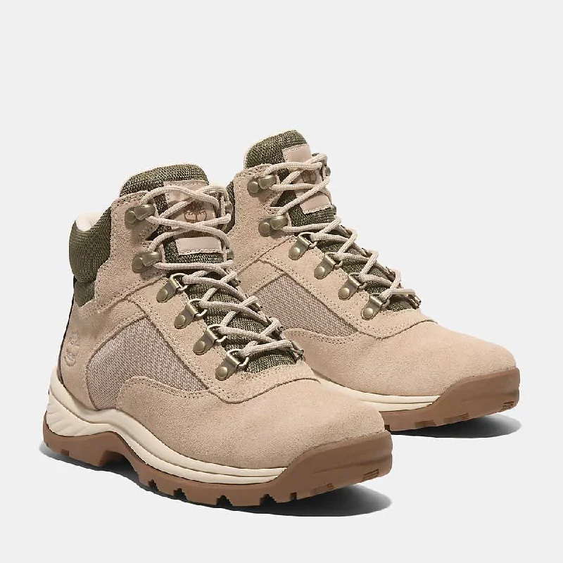 Heavy-duty tent guylines-Women's White Ledge Mid Lace-Up Waterproof Hiking Boot - Light Beige Suede