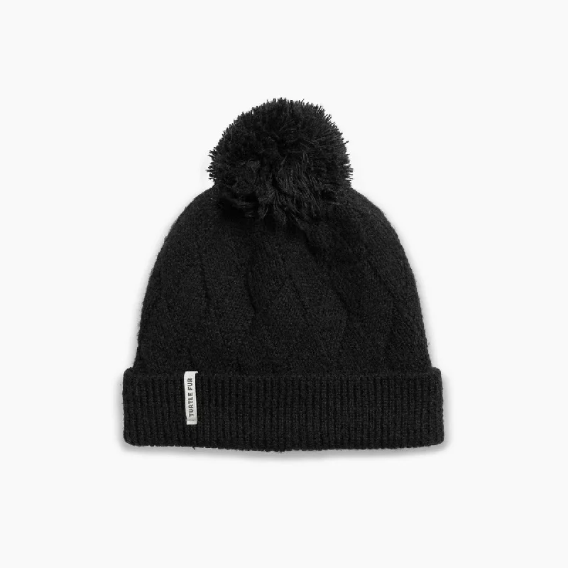 Foldable camp knife-Recycled Victoria Pom Beanie - Black