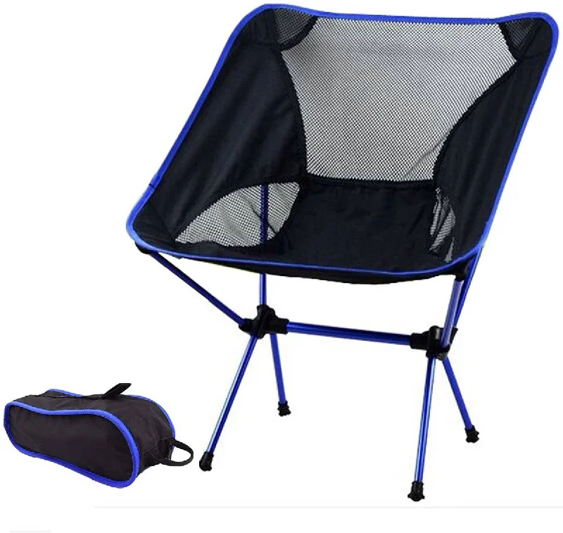 Waterproof gear storage bag-Ultralight Aluminum Alloy Folding Camping Camp Chair Outdoor Hiking Blue