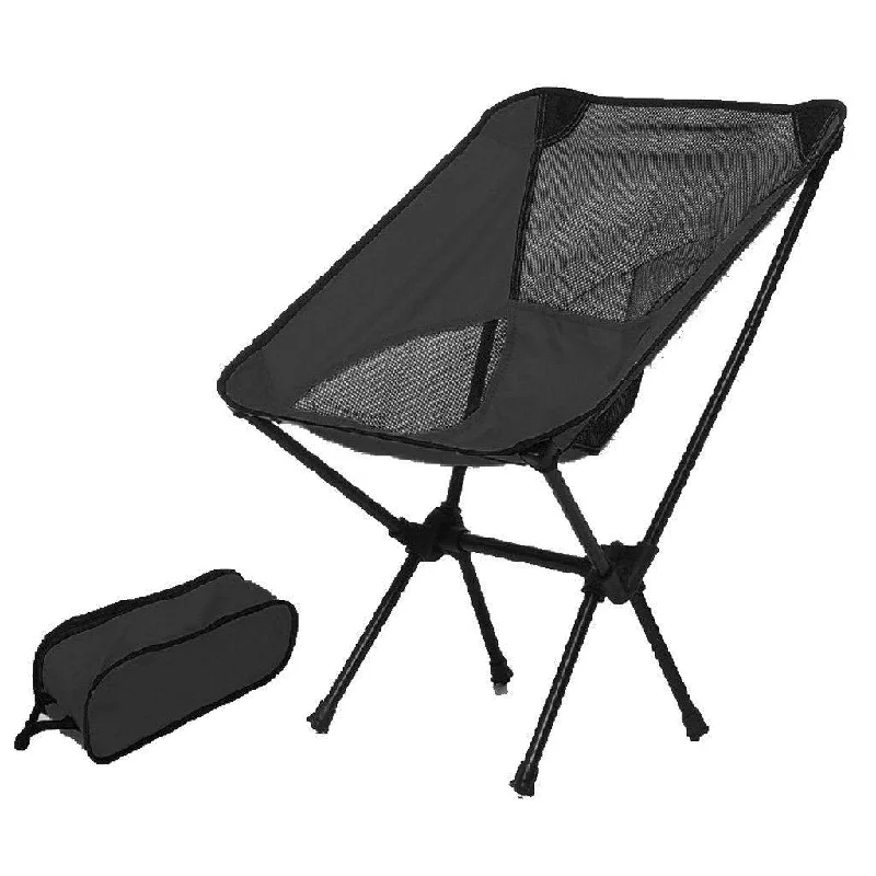 Windproof portable stove-Ultralight Aluminum Alloy Folding Camping Camp Chair Outdoor Hiking Patio Backpacking Black