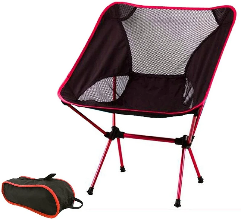 Breathable hiking cap-Ultralight Aluminum Alloy Folding Camping Camp Chair Outdoor Hiking Patio Backpacking Red