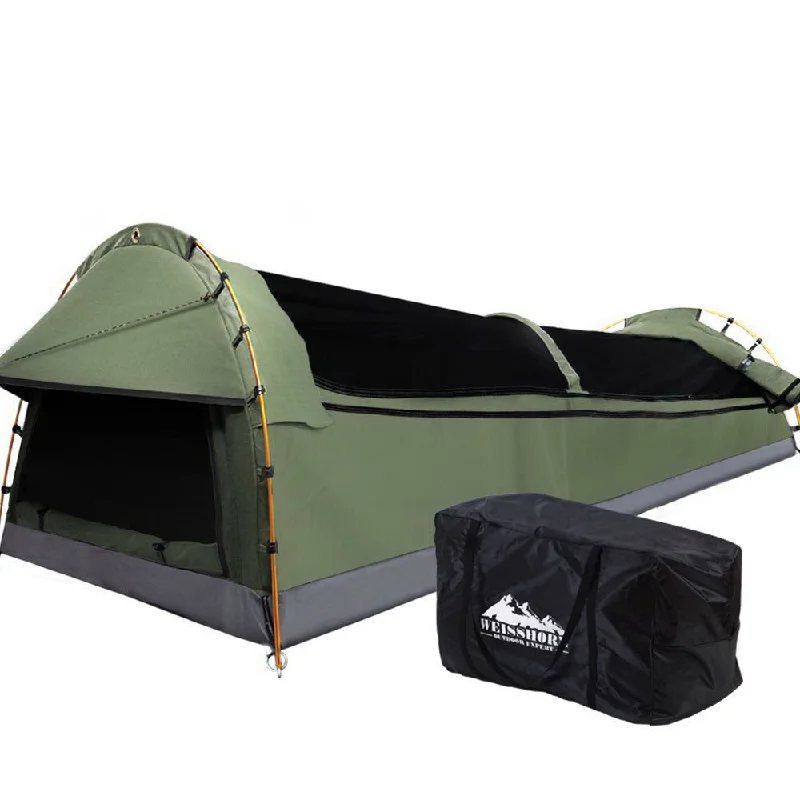 Lightweight tarp shelter-Weisshorn Double Swag Camping Swags Canvas Tent Deluxe Celadon