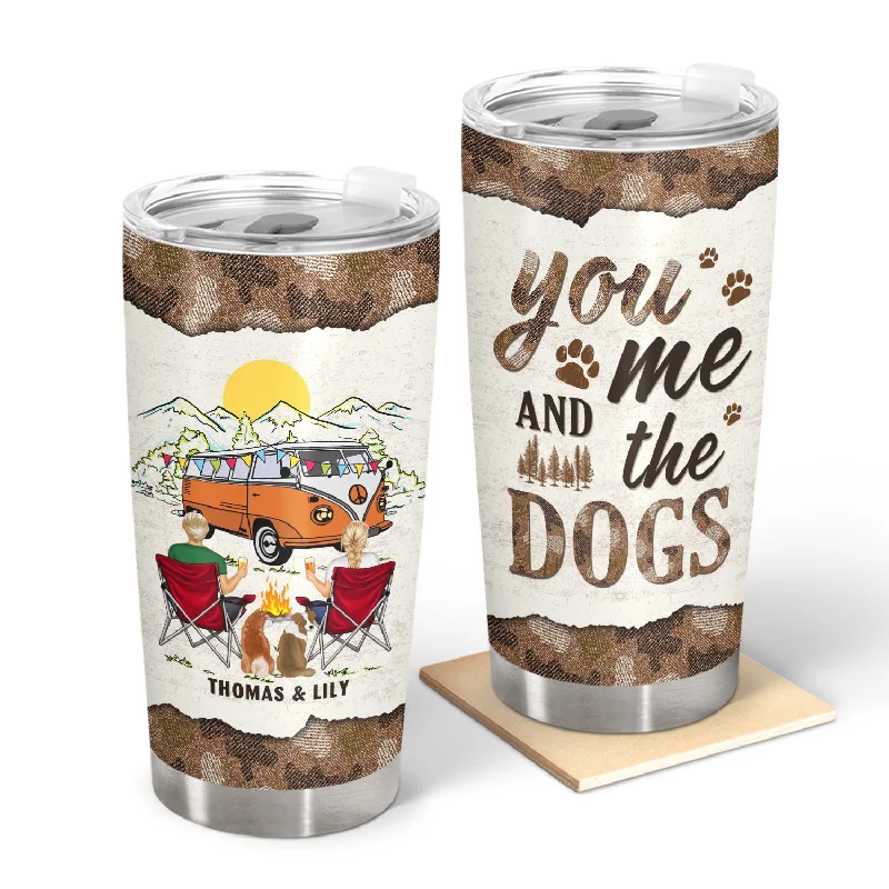 Stainless steel camp plate-You And Me & The Dogs Camping Couples - Gift For Camping Lovers - Personalized Tumbler